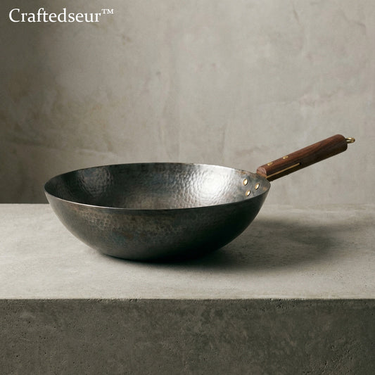 Craftedseur™ Hand-Textured Iron Wok